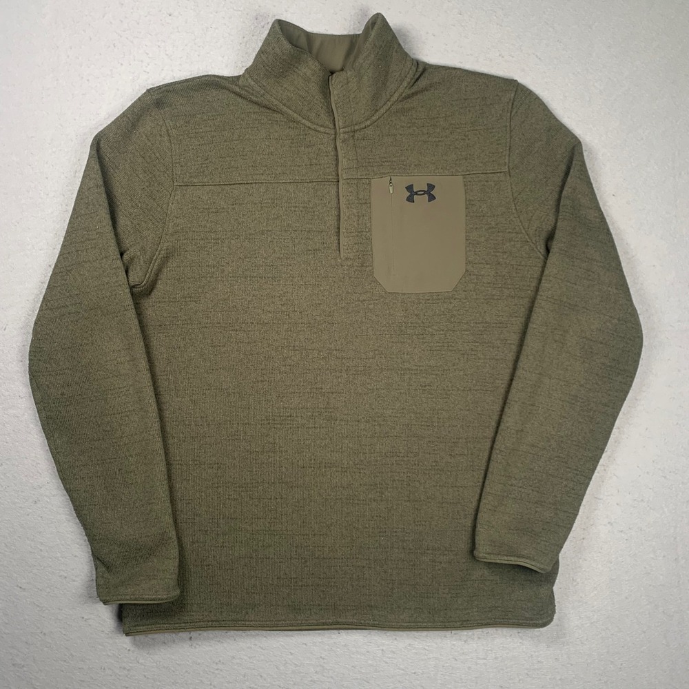 Under Armour Pullover Mens XL Green ColdGear Specialist 1/4 Snap Collar Sweater